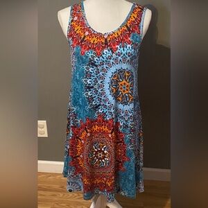 Colorful Mandala Print Midi Dress